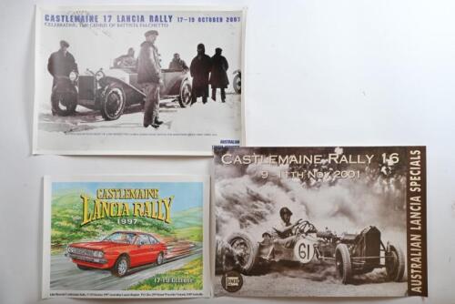 CASTLEMAINE: Three advertising posters for the Castlemaine Lancia Rallies, October 1997 and 2003 and November 2001 unframed, largest 42 x 59cm