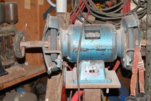 GRINDR: A Genco 8" bench grinder on stand, untested