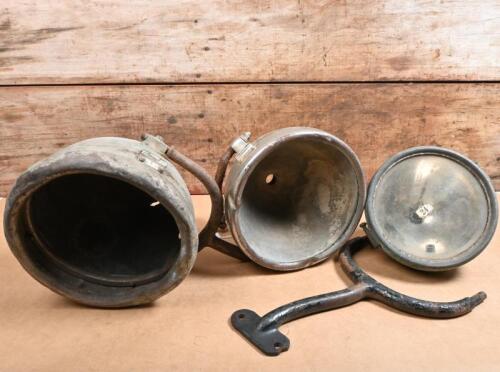 CAV: Three early C.A. VANDERVELL headlights in brass and nickel plate