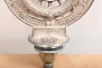 RACV: A circa 1930/40s Royal Automobile Club Associate (RACV) double sided silver plated car grille badge by Stokes & Sons, Melbourne - 4