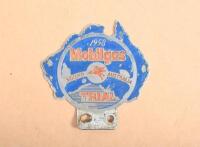 MOBILGAS TRIAL: A 1958 Mobilgas Trial Round Australia car grille badge