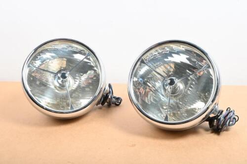 LUCAS: A pair of large Lucas chromed headlamps type M B140
