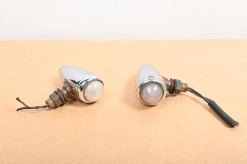 SIDE LAMPS: A pair of English circa 1930/1940 chromed side lamps