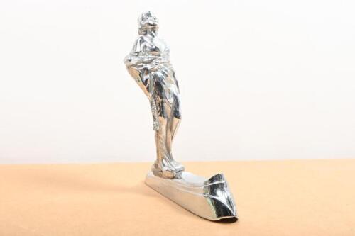ROBED LADY: A interesting circa 1950s robed lady chromed figure on base