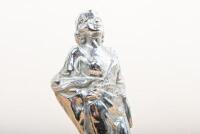 ROBED LADY: A interesting circa 1950s robed lady chromed figure on base - 2