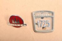 HILLMAN/ROOTES: A small Hillman badge by J.Fray Ltd Birmingham along with a Rootes 1725 badge
