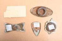 BADGES: A collection of badges and plaques including three enamelled badges Ford, Oldsmobile and Plymouth badges. A Chandler badge and Chrysler Australia paper tag. - 2