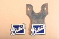 BUICK: Two Buick enamelled badges including one mounted on a bracket