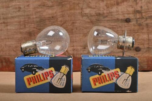 PHILIPS: Two vintage Philips headlight bulbs,one being 6V- 35&35W type 6902C and one being single contact 6V-25W&nbsp;type&nbsp;6211