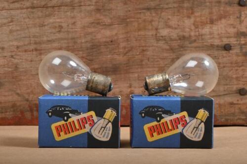 PHILIPS: Two vintage Philips headlight bulbs both&nbsp;being single contact 6V-25W&nbsp;type 6211