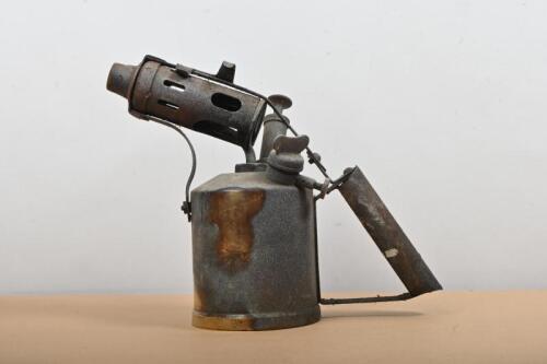 GAS TORCH: An early brass gas blow torch, made in England