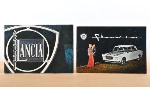 LANCIA: Two 1960's/1970's Lancia sales brochures including 1965 'flavia' small format brochure, colour with mechanical narrative and cut-away diagram, interior feature detail with pictures, technical characteristics to last page, Italian text, with 'LANCI
