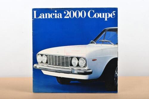 2000 COUPE: An interesting 'Lancia 2000 Coupe' colour sales brochure, specification fold out section to front, multilingual sales narrative, mid fold out picture of Lancia 2000 Coupe, interior pictures and details, engine and dimensional data.