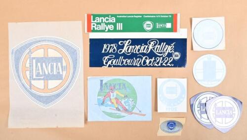 LANCIA: A collection of unused Lancia related stickers and decals, largest 19cm diameter