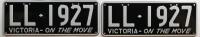 REGISTRATION PLATE: A pair of Victorian personalised plates &lsquo;LL-1927&rsquo;, sold with Victorian rights to display.&nbsp;