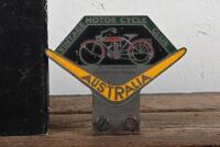 VMCC: A VMCC enamelled motorcycle badge as owned by foundation member Reg Challenger, inscribed "R. Challenger, Foundation Member" and stamped with membership number 10, together with a hardcover book "A History of the Motorcycle Club of Australia (NSW) - 2