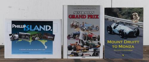 AUSTRALIAN RACING: Three hardcover books detailing Australian motor and motor cycle racing including 'PHILLIP ISLAND' by JIM SCAYSBROOK.