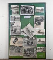 BATHURST: A collection of early black and white photographs taken at Bathurst of riders and their motorcycles and Bathurst landmarks, including two photographs of Harry Hinton, one personalised and signed, Don Bain and Bill Foster, the central top photo p