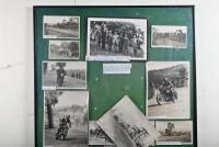 BATHURST: A collection of early black and white photographs taken at Bathurst of riders and their motorcycles and Bathurst landmarks, including two photographs of Harry Hinton, one personalised and signed, Don Bain and Bill Foster, the central top photo p - 2