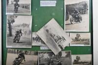 BATHURST: A collection of early black and white photographs taken at Bathurst of riders and their motorcycles and Bathurst landmarks, including two photographs of Harry Hinton, one personalised and signed, Don Bain and Bill Foster, the central top photo p - 3