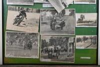 BATHURST: A collection of early black and white photographs taken at Bathurst of riders and their motorcycles and Bathurst landmarks, including two photographs of Harry Hinton, one personalised and signed, Don Bain and Bill Foster, the central top photo p - 4