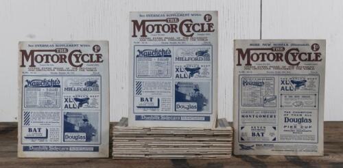 MOTOR CYCLE: Nineteen issues of Motor Cycle Magazine from 1915 Vol 14/15, ranging from No. 616-658, many with paper loss to front cover