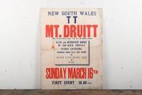 MOUNT DRUITT: An original advertising poster for NSW TT races at Mount Druitt, 57 x 43cm