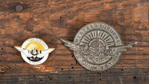 BADGES: Two Western Suburbs Motor Cycle Club badges, largest 6.5 x 4cm