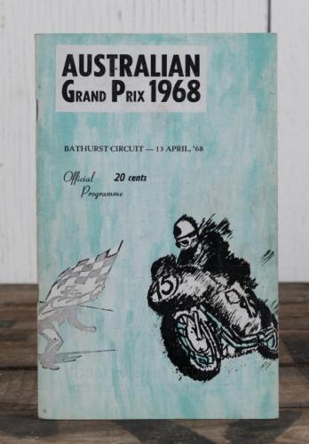 PROGRAMME: An original official programme for the 1968 "Australian Grand Prix" motorcycle race held at Mt Panorama, Bathurst