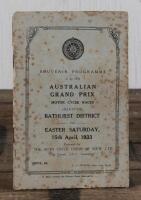 PROGRAMME: A rare and important souvenir programme for the 1933 "Australian Grand Prix Motor Cycle Races" held in the Bathurst District, later stapled to support spine