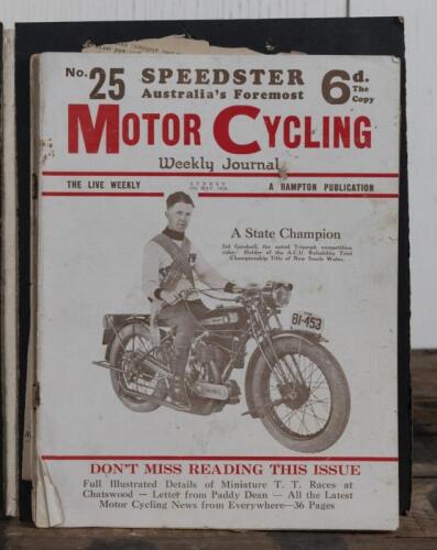 THE SPEEDSTER: No.25 edition of the Speedster Motor Cycling Weekly Journal from May 1928, with another incomplete edition from Nov 1928