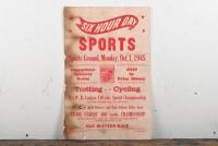 SPORTS DAY: An original poster for "Six Hour Day Sports", laid down on a manilla folder, 43 x 28cm,
