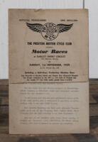 PRESTON MOTOR CYCLE CLUB: A SUNDAY, 1st NOVEMBER, 1959 Official Programme for 'Motor Races', DARLEY SHORT CIRCUIT, as presented by THE PRESTON MOTOR CYCLE CLUB; programme with pencil writing, lacking section to front cover.