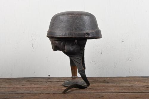 HELMET: A circa 1930s/1940s leather cover plum pudding style racing helmet, small size