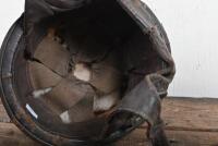 HELMET: A circa 1930s/1940s leather cover plum pudding style racing helmet, small size - 3