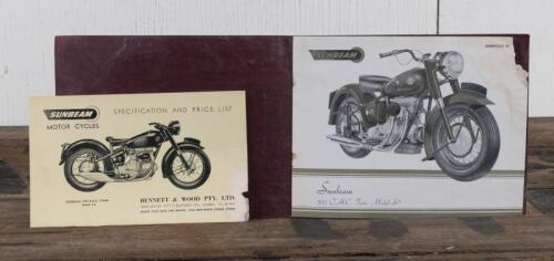 SUNBEAM: An original December 1949 SUNBEAM S7 and S8 product range sales brochure, with separate SPECIFICATION AND PRICE LIST.