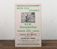 MOOREBANK: An original circa 1963 advertising poster for "Motor Cycle Scramble" at Moorebank Circuit, 8th Sept 1963, 34 x 21cm