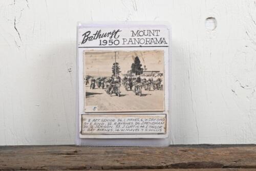 BATHURST: A collection of approx 19 photographs taken at the 1950 Bathurst race meeting, most approx. 8cm high x 10cm wide, each mounted on board