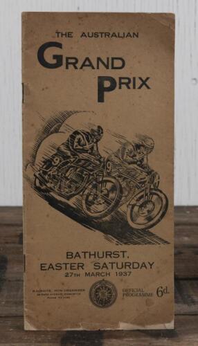 PROGRAMME: An original official programme for the 1937 "Australian Grand Prix" motorcycle race held at Bathurst
