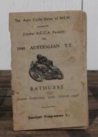 AUSTRALIAN T.T.: A 'AUSTRALIAN T.T. BATHURST, Easter Saturday, 27th. March 1948' Souvenir Programme, as presented by The Auto Cycle Union of N.S.W., 40 pages; tear to front cover.