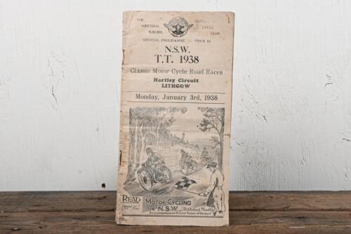 LITHGOW: An original 'N.S.W. T.T. 1938, Classic Motor Cycle Road Races, Hartley Circuit LITHGOW' OFFICIAL PROGRAMME, as organised by THE WESTERN SUBURBS MOTOR CYCLE CLUB,