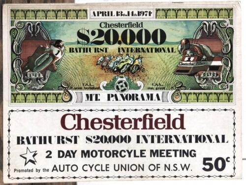 PROGRAMME: An original souvenir programme for the 1974 "Bathurst $20,000 International" motorcycle race held at Mt Panorama, Bathurst