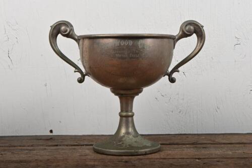 TROPHY: The Bentwood Cup won by D Bain in 1928 for 24 Hour Reliability Trial, donated by Bennett and Wood Ltd Sydney to Ashfield Motor Cycle Club, silverplate, 23cm high, would benefit from a polish