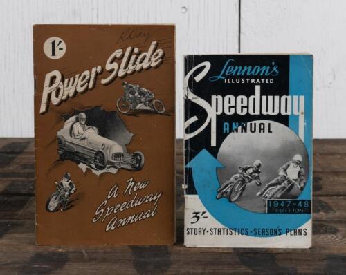 SPEEDWAY ANNUALS: Two 1940's Speedway Annuals, one a Lennon's ILLUSTRATED 'Speedway Annual', 1947-48 EDITION, 96 pages, other a 1949 edition of 'Power Slide - A New Speedway Annual', 32 pages.
