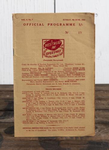 WESTMEAD: A June 1963 WESTMEAD SPEEDWAY OFFICIAL PROGRAMME (VOL, 5, No. 7)