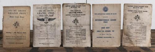 MT. DRUITT: Five 1950's Official and Souvenir Programmes from Mt. Druitt, as promoted by various Motor Cycle Racing Clubs.