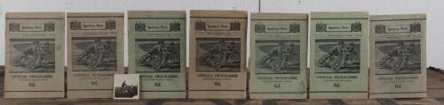 SPEEDWAY NEWS: Eight issues of 'Speedway News' from 1929, the Official Programme of Bathurst Speedway, Limited, all part of Volume 1, No. 2 lacking section of rear cover.