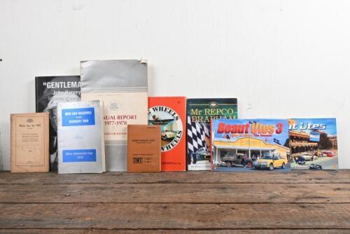AUSTRALIAN: A group of books detailing Australian motoring and motor racing including Australian motor racing driver texts, 'Beaut Utes' softcover books, reference booklets including 1918 issue of the 'Motor Car Act 1915 (No. 2702) - REGULATIONS IN FORCE 