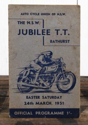 PROGRAMME: An original official programme for the 1951 "NSW Jubilee TT" motorcycle race held at Bathurst