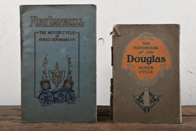 ENGLISH MOTORBIKES: Two publications relating to early English motor cycles including a 'NEW IMPERIAL - THE MOTOR CYCLE of PERFECT DEPENDABILITY' brochure, with a 1916 edition of 'THE HANDBOOK of the Douglas MOTOR CYCLE', 113 pages.